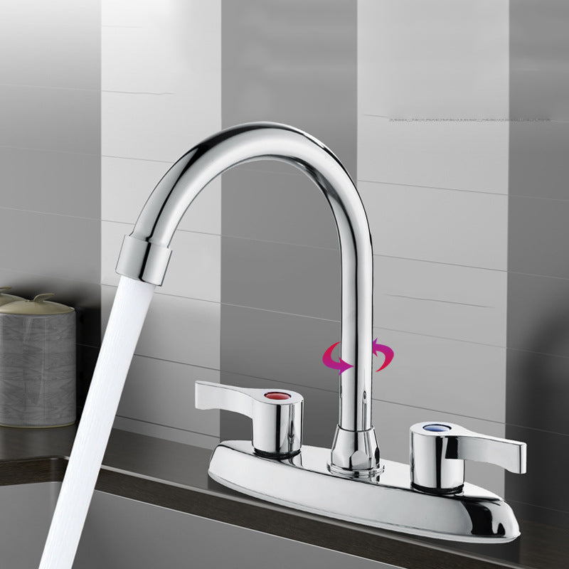 Swivel Spout Circular Faucet Brass Modern Style Bathroom Faucet