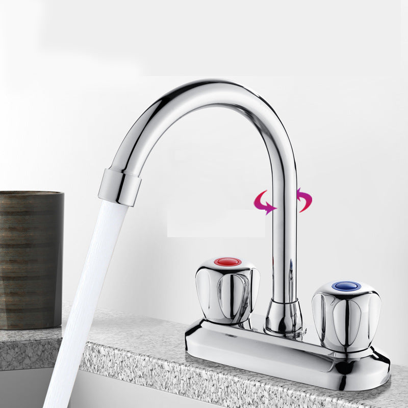 Swivel Spout Circular Faucet Brass Modern Style Bathroom Faucet