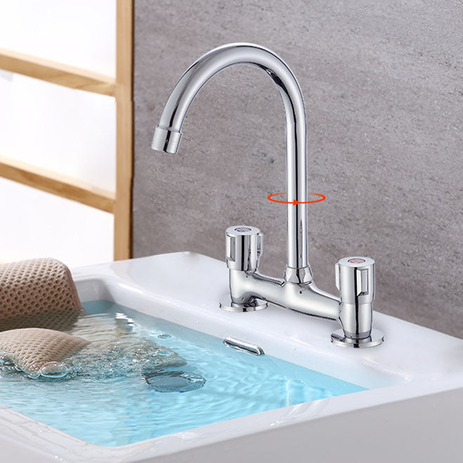 Modern Pre-Rinse Kitchen Faucet Brass Knob Handle Swivel Spout Kitchen Sink Faucet