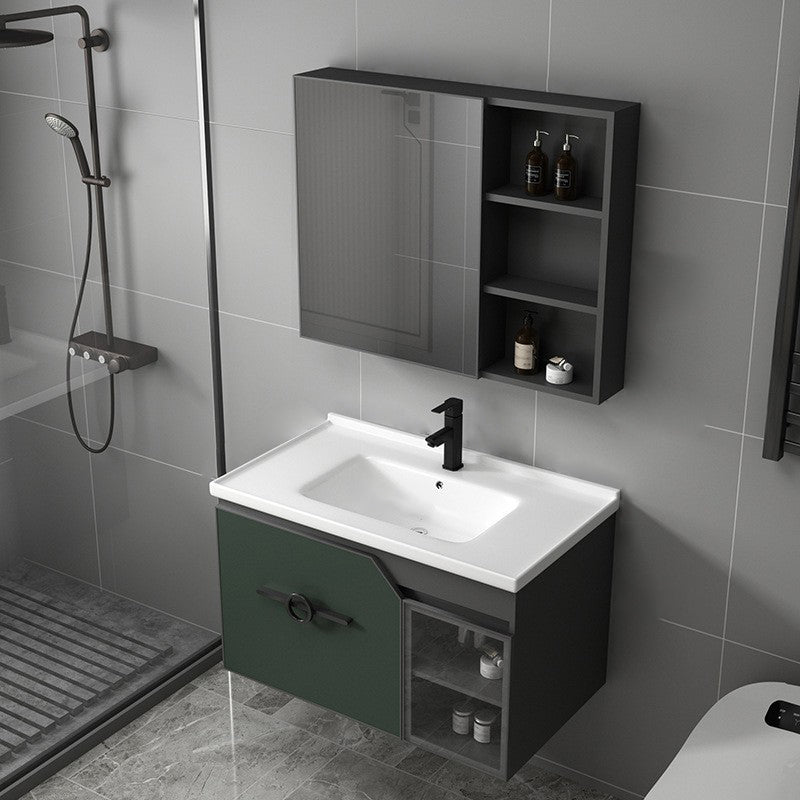 Metal Frame Bath Vanity Mirror Rectangle Wall Mount Single Sink Bathroom Vanity Set