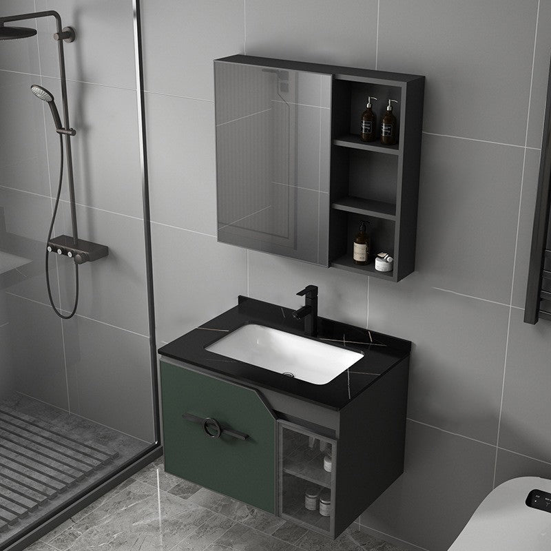 Metal Frame Bath Vanity Mirror Rectangle Wall Mount Single Sink Bathroom Vanity Set