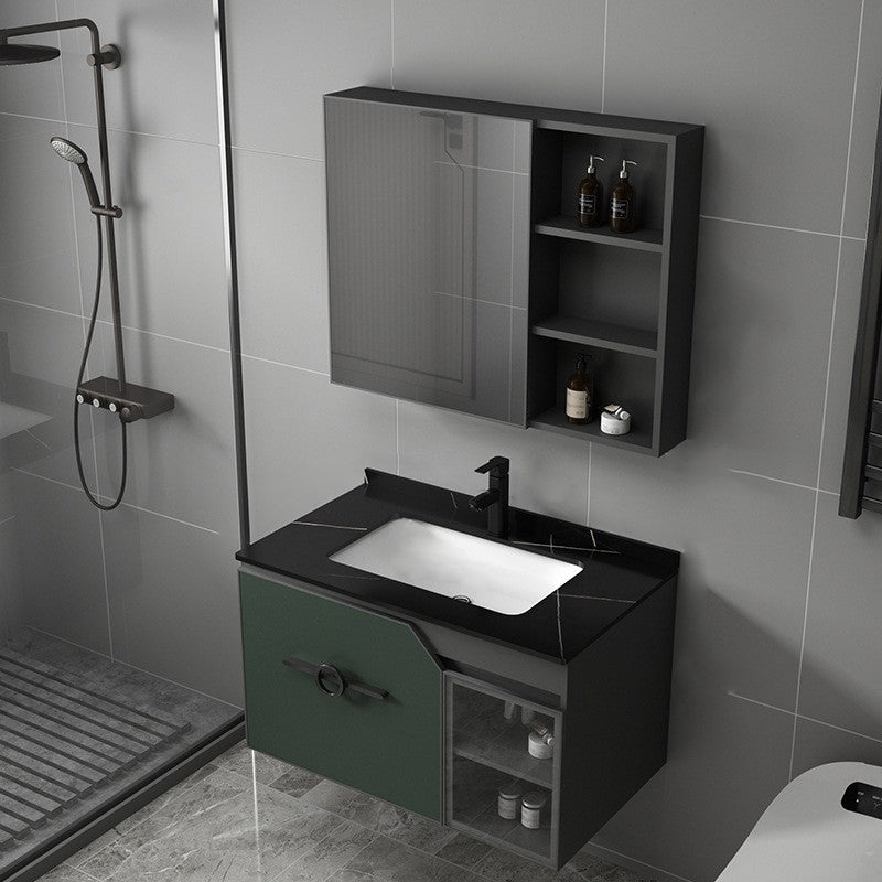 Metal Frame Bath Vanity Mirror Rectangle Wall Mount Single Sink Bathroom Vanity Set