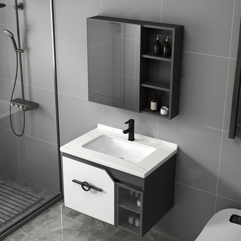 Metal Frame Bath Vanity Mirror Rectangle Wall Mount Single Sink Bathroom Vanity Set