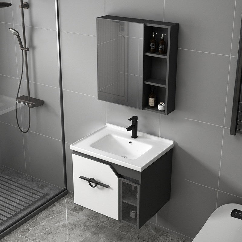 Metal Frame Bath Vanity Mirror Rectangle Wall Mount Single Sink Bathroom Vanity Set