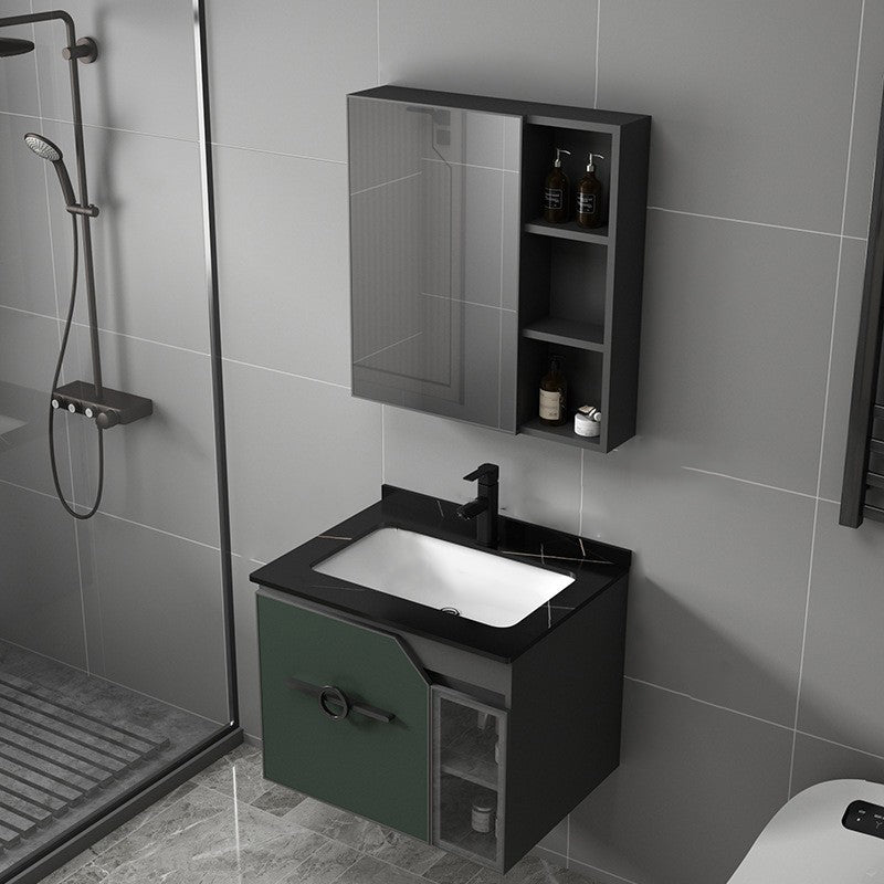 Metal Frame Bath Vanity Mirror Rectangle Wall Mount Single Sink Bathroom Vanity Set