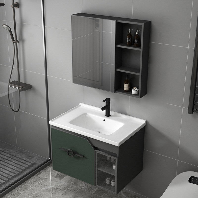 Metal Frame Bath Vanity Mirror Rectangle Wall Mount Single Sink Bathroom Vanity Set