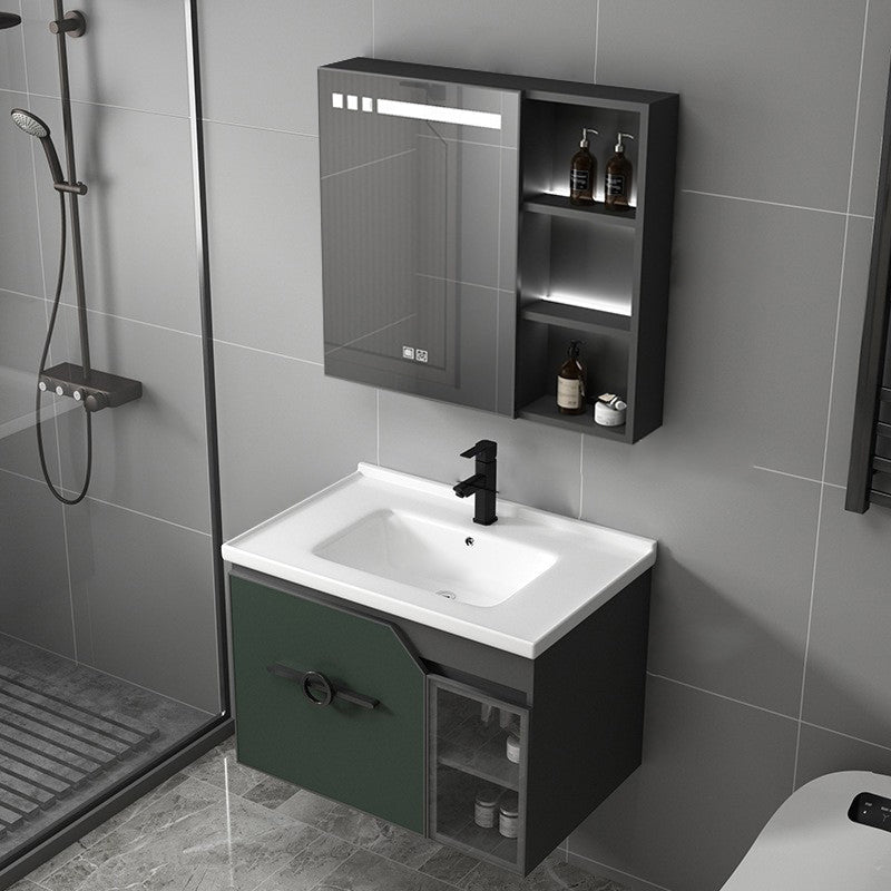 Metal Frame Bath Vanity Mirror Rectangle Wall Mount Single Sink Bathroom Vanity Set