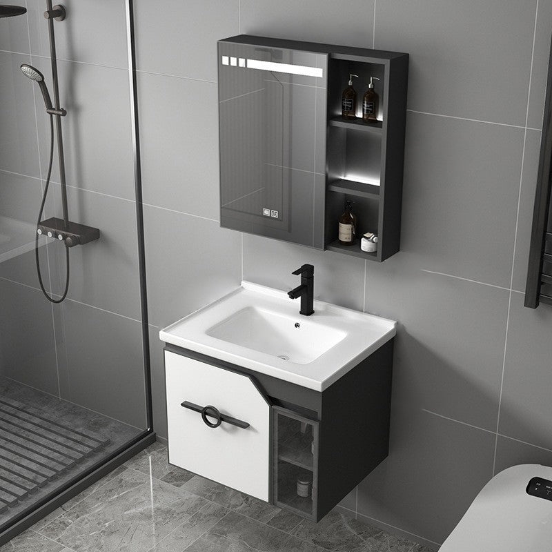 Metal Frame Bath Vanity Mirror Rectangle Wall Mount Single Sink Bathroom Vanity Set