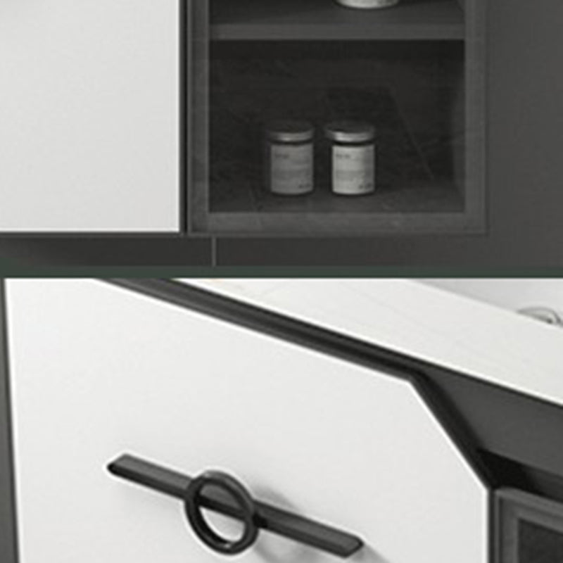 Metal Frame Bath Vanity Mirror Rectangle Wall Mount Single Sink Bathroom Vanity Set