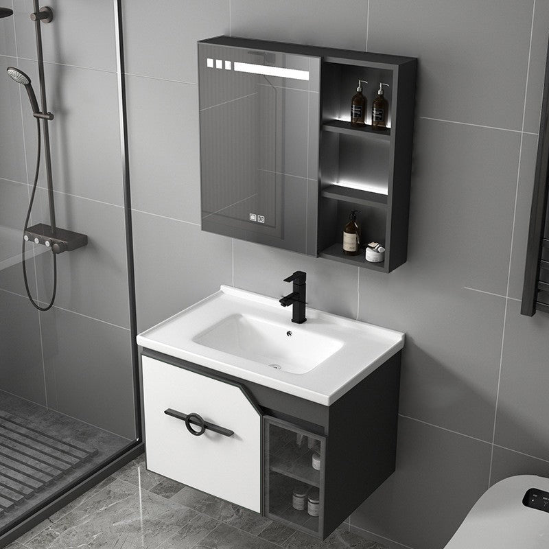 Metal Frame Bath Vanity Mirror Rectangle Wall Mount Single Sink Bathroom Vanity Set