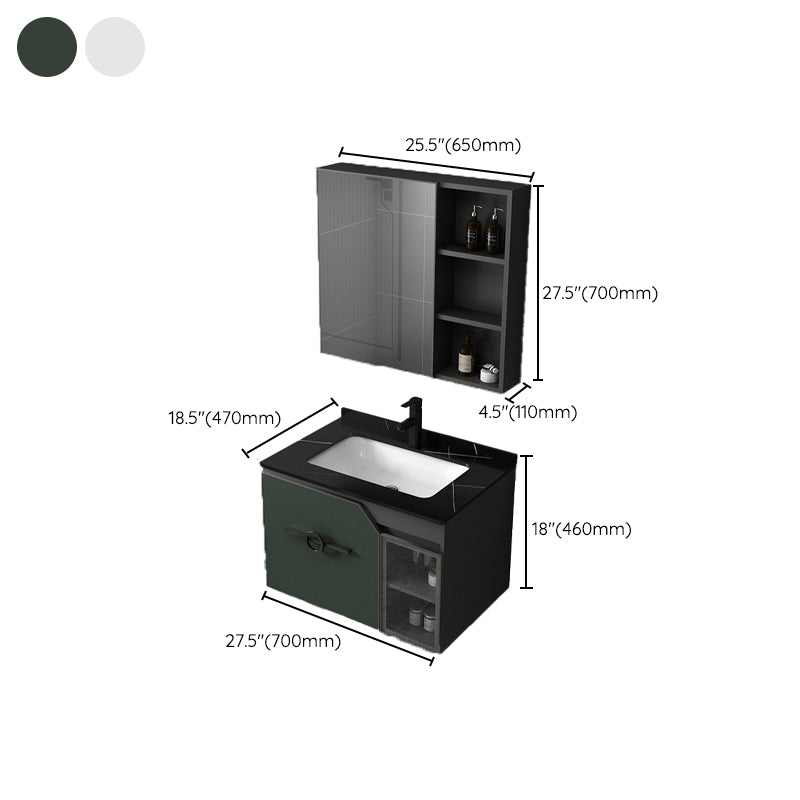 Metal Frame Bath Vanity Mirror Rectangle Wall Mount Single Sink Bathroom Vanity Set