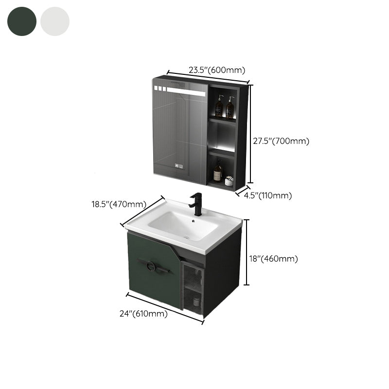 Metal Frame Bath Vanity Mirror Rectangle Wall Mount Single Sink Bathroom Vanity Set