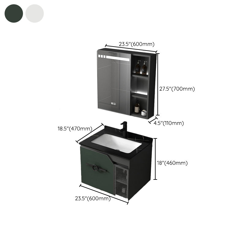 Metal Frame Bath Vanity Mirror Rectangle Wall Mount Single Sink Bathroom Vanity Set