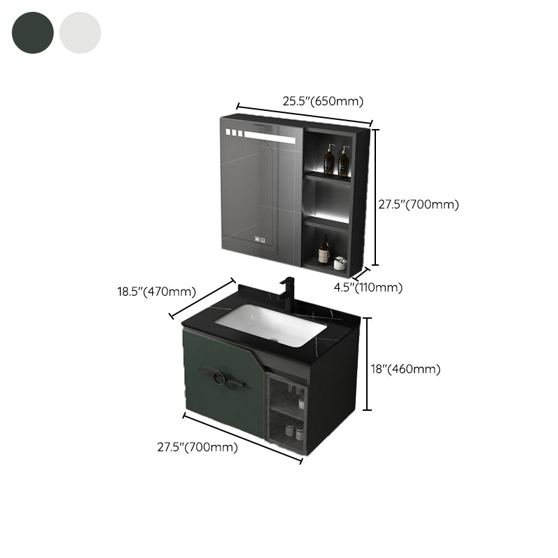 Metal Frame Bath Vanity Mirror Rectangle Wall Mount Single Sink Bathroom Vanity Set