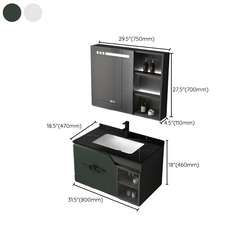 Metal Frame Bath Vanity Mirror Rectangle Wall Mount Single Sink Bathroom Vanity Set