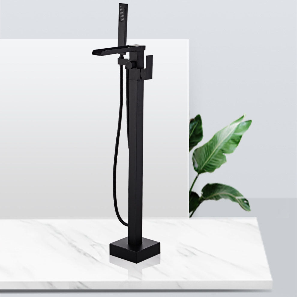 Floor Mounted Waterfall Freestanding Tub Filler Single Handle Freestanding Tub Filler Trim