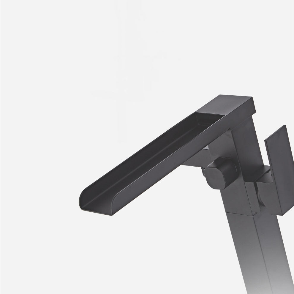 Floor Mounted Waterfall Freestanding Tub Filler Single Handle Freestanding Tub Filler Trim