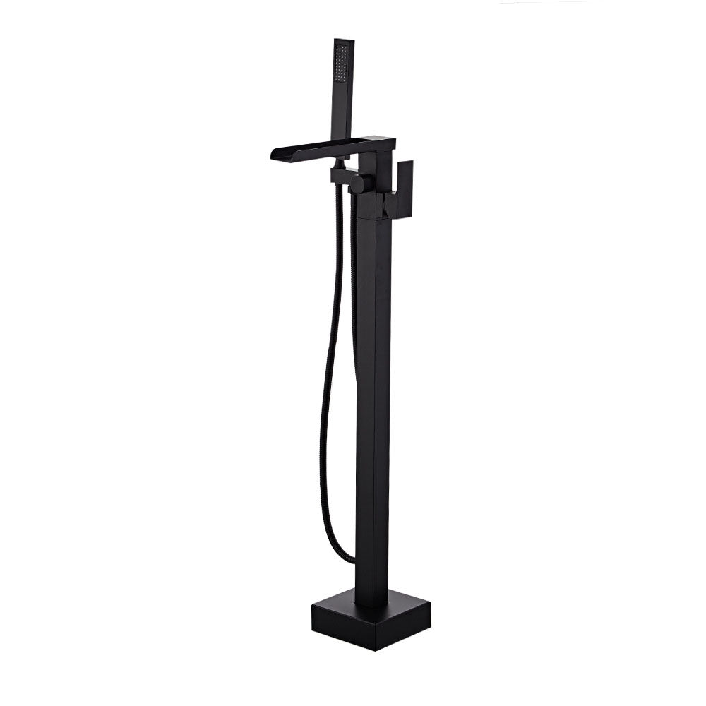 Floor Mounted Waterfall Freestanding Tub Filler Single Handle Freestanding Tub Filler Trim