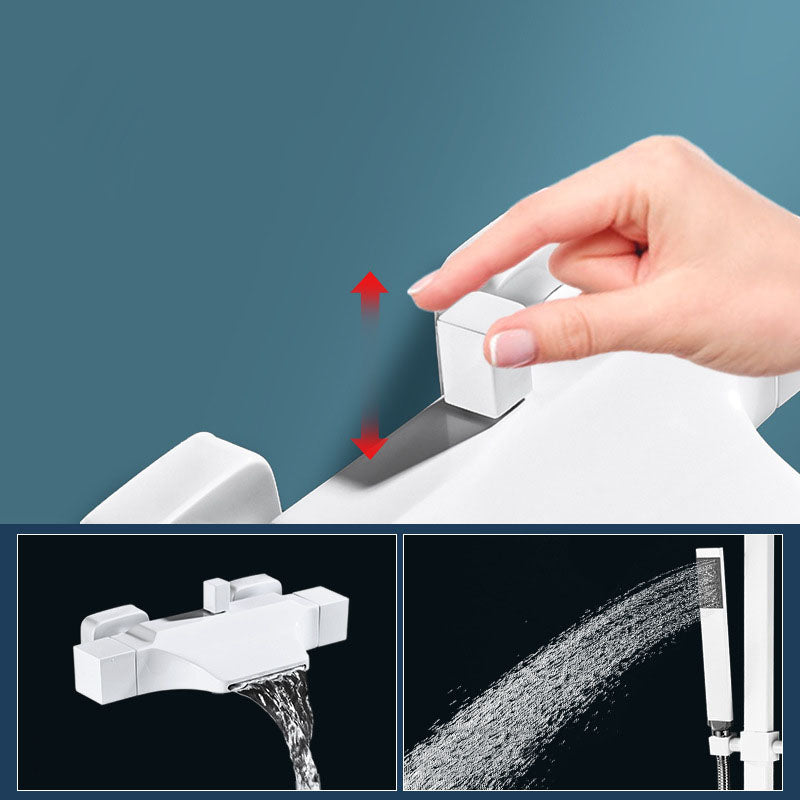 Contemporary Wall Mounted Metal Tub Filler Double Handles Waterfall Tub Faucet Trim
