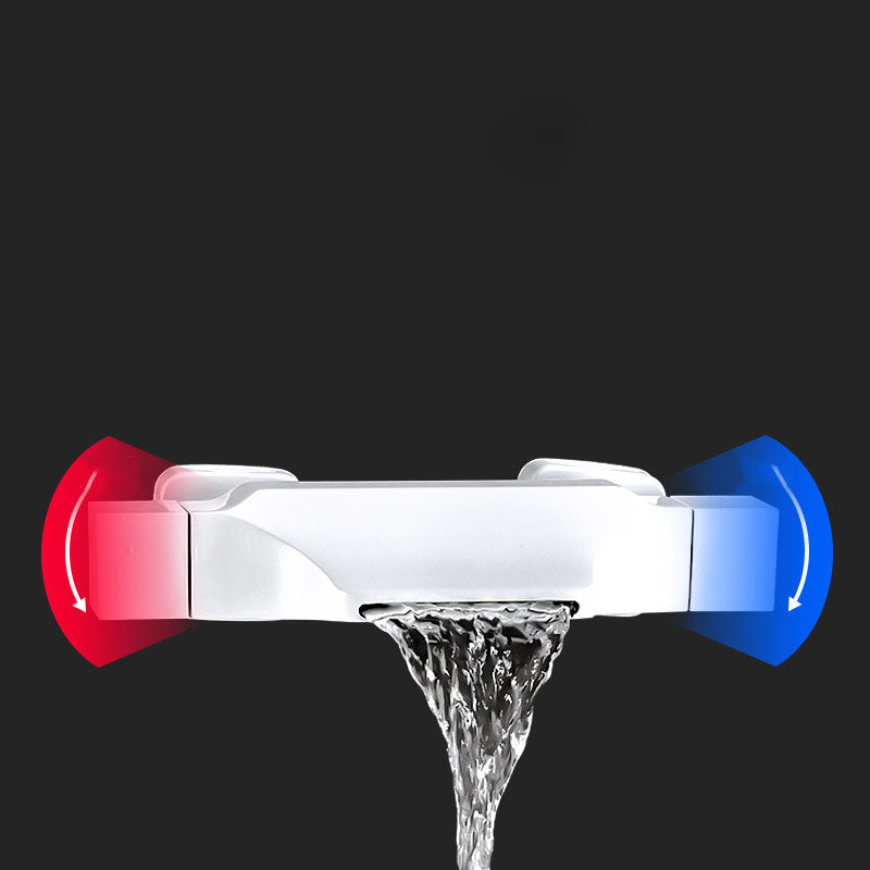 Contemporary Wall Mounted Metal Tub Filler Double Handles Waterfall Tub Faucet Trim