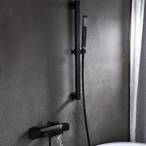 Contemporary Wall Mounted Metal Tub Filler Double Handles Waterfall Tub Faucet Trim