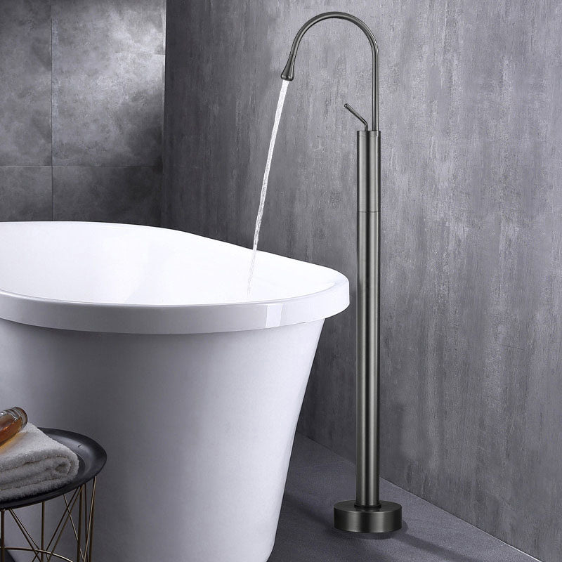 Modern Floor Mounted Single Handle Freestanding Tub Filler Metal Freestanding Faucet