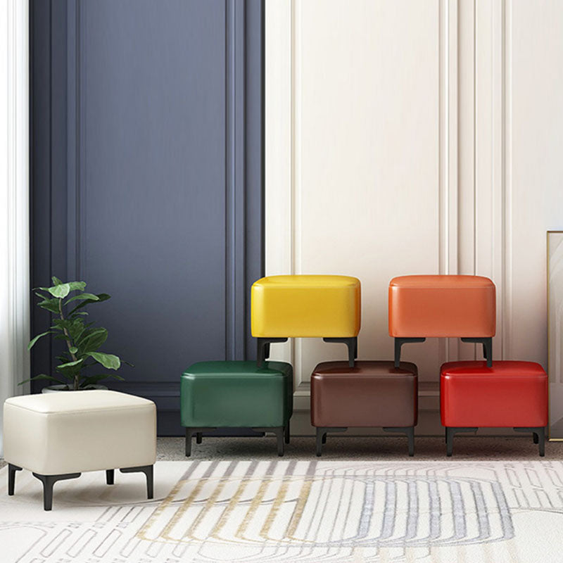 Water Resistant Modern Ottoman Whole Colored Faux Leather Square Ottoman