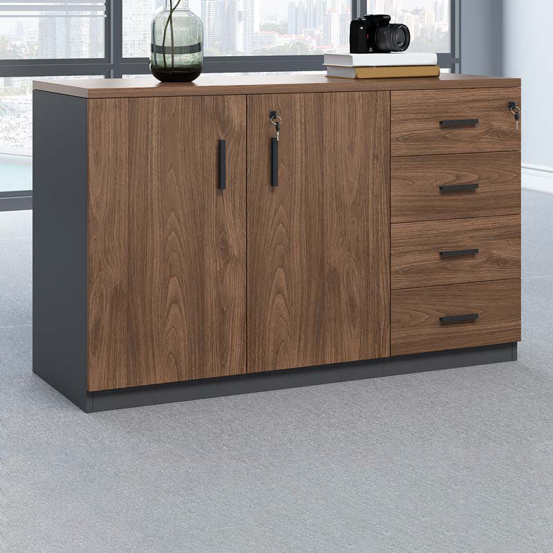 Lateral Modern Filing Cabinet Engineered Wood File Cabinet with Lock and Storage