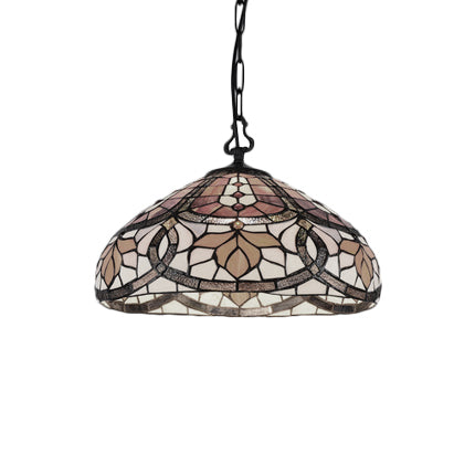 Floral Hanging Pendant Light Stained Glass Shade Living Room and Kitchen Lighting with Adjustable Chains