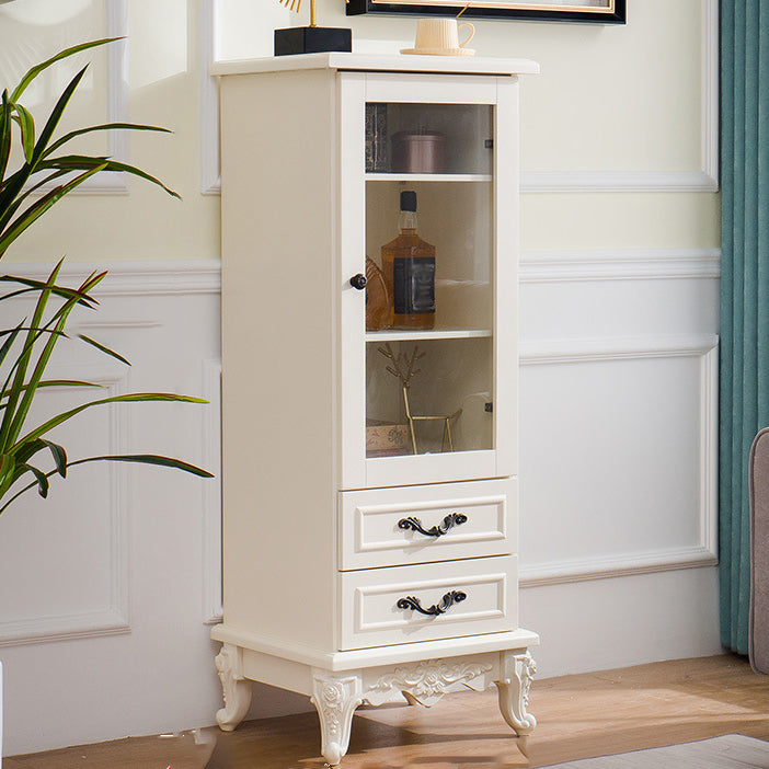 Traditional Glass Doors Display Stand Solid Wood Storage Cabinet for Dining Room