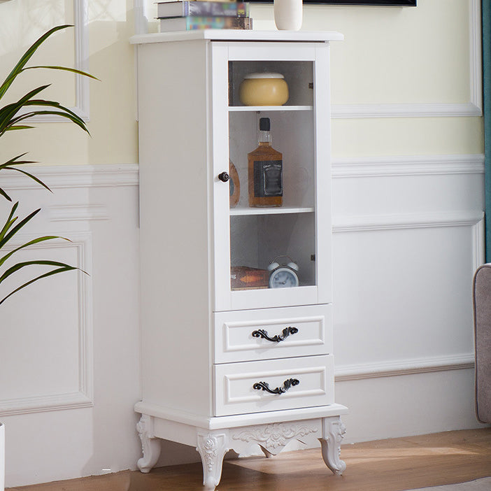 Traditional Glass Doors Display Stand Solid Wood Storage Cabinet for Dining Room