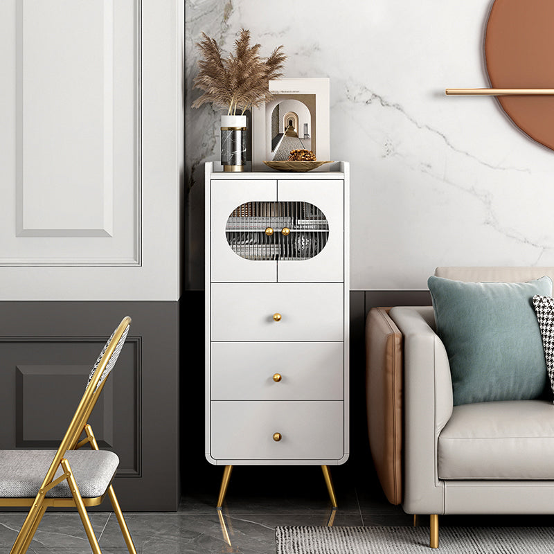 Glam Stone Storage Chest Bedroom Vertical Chest with Metal Legs