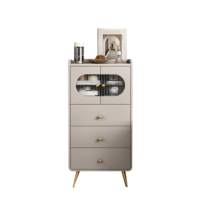 Glam Stone Storage Chest Bedroom Vertical Chest with Metal Legs