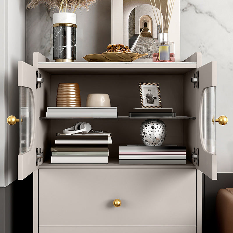 Glam Stone Storage Chest Bedroom Vertical Chest with Metal Legs