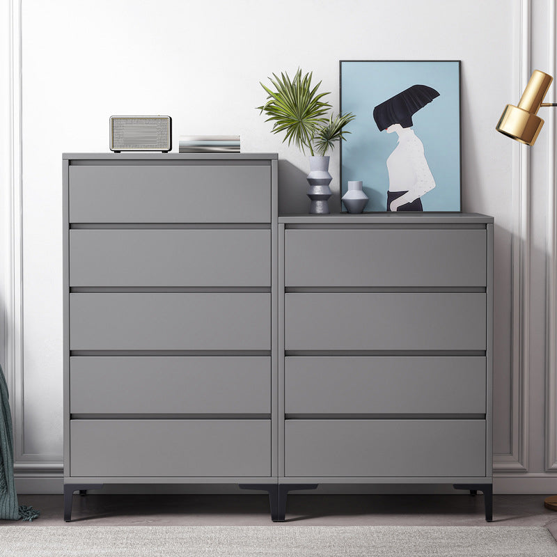 Contemporary Storage Chest Engineered Wood Bedroom Chest in Gray with Drawers