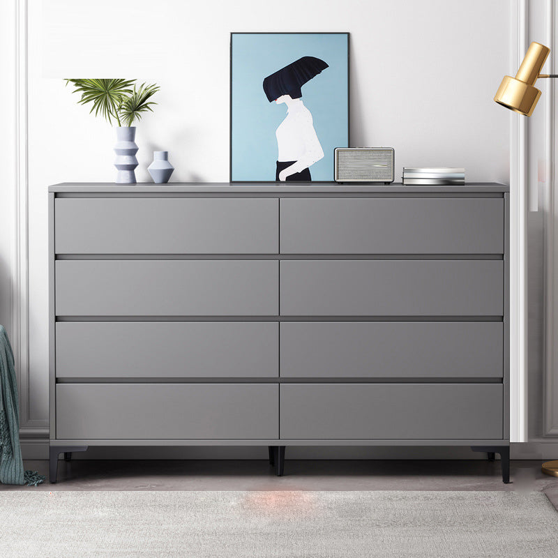 Contemporary Storage Chest Engineered Wood Bedroom Chest in Gray with Drawers