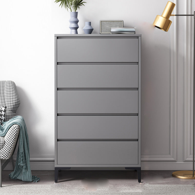 Contemporary Storage Chest Engineered Wood Bedroom Chest in Gray with Drawers