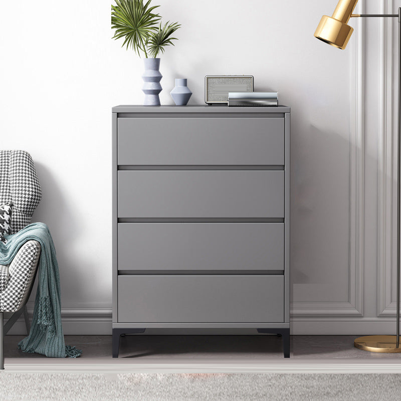 Contemporary Storage Chest Engineered Wood Bedroom Chest in Gray with Drawers