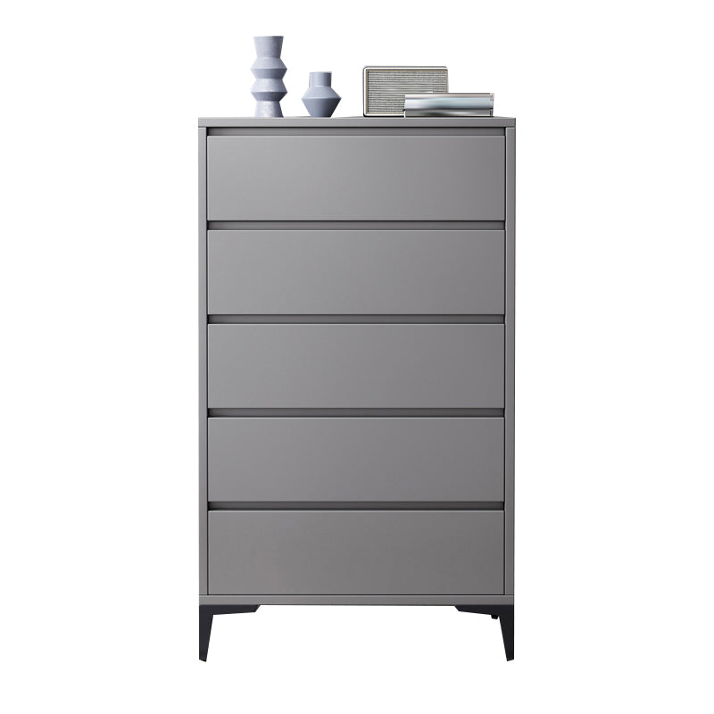 Contemporary Storage Chest Engineered Wood Bedroom Chest in Gray with Drawers