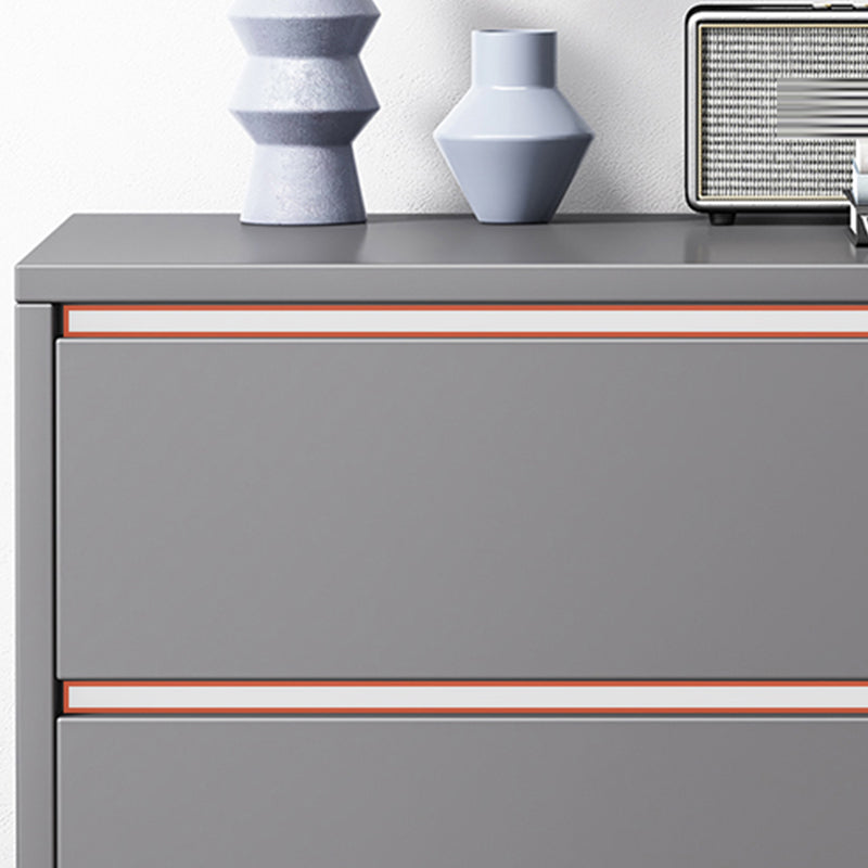 Contemporary Storage Chest Engineered Wood Bedroom Chest in Gray with Drawers