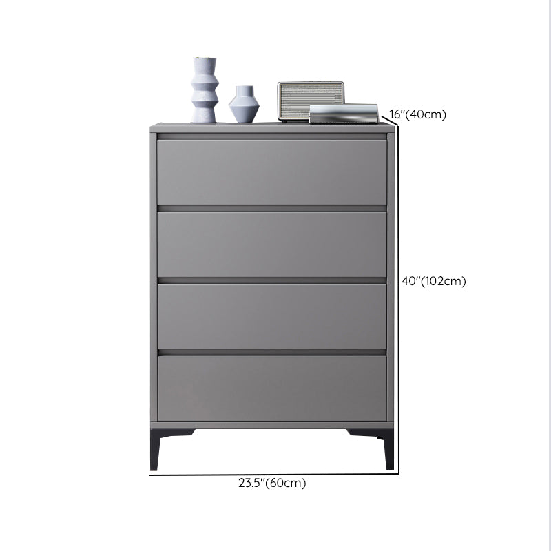 Contemporary Storage Chest Engineered Wood Bedroom Chest in Gray with Drawers