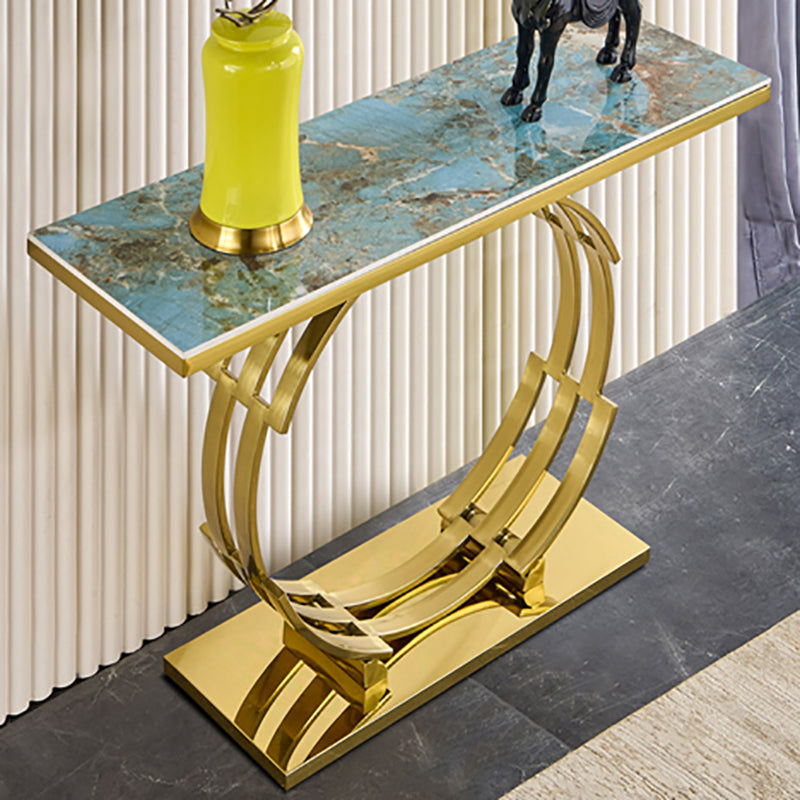 Marble Rectangle Accent Table Stain Resistant 31.5" Tall Console Table