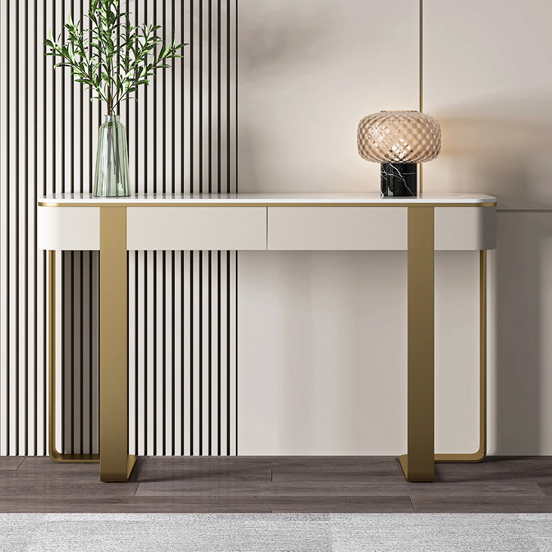 Modern Stone Accent Table Stain Resistant 33.46" Tall Console Table