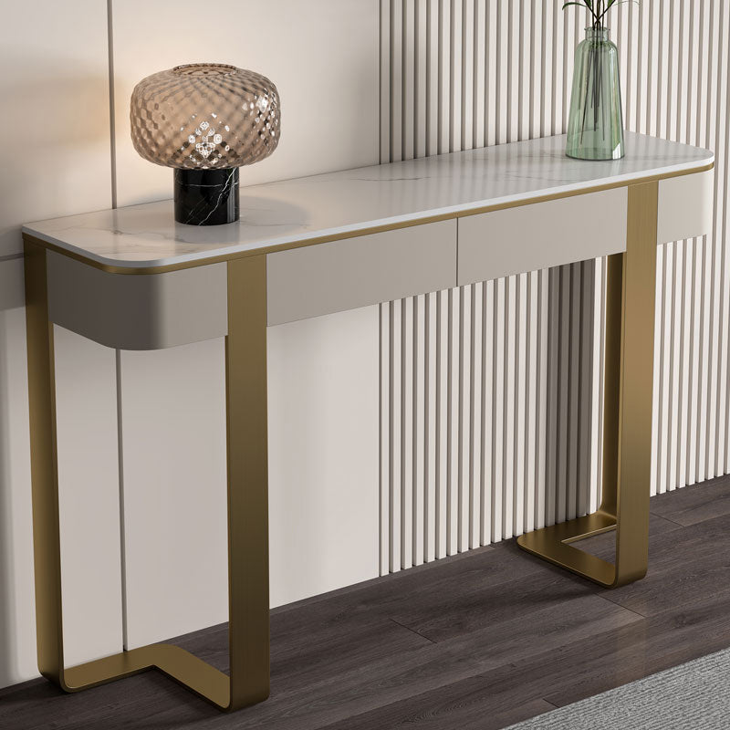 Modern Stone Accent Table Stain Resistant 33.46" Tall Console Table