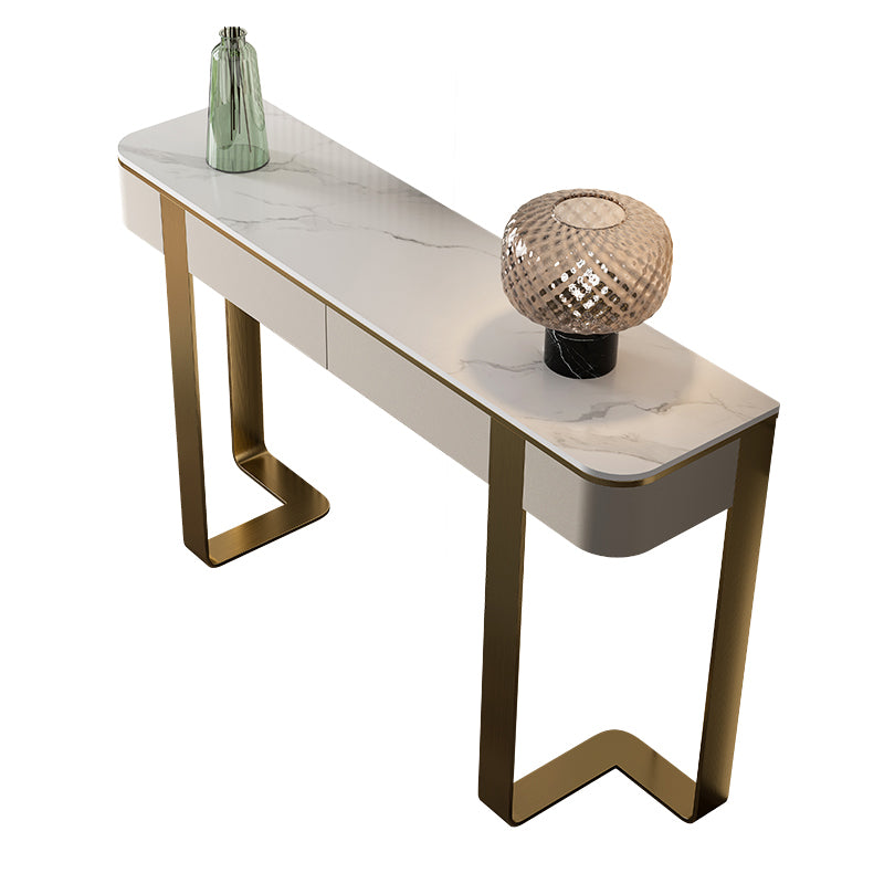 Modern Stone Accent Table Stain Resistant 33.46" Tall Console Table
