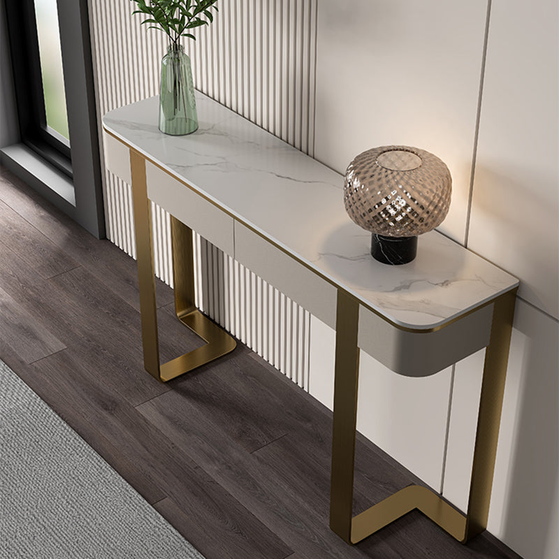 Modern Stone Accent Table Stain Resistant 33.46" Tall Console Table