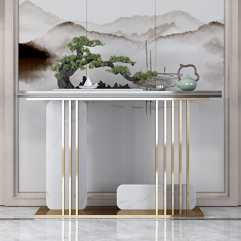 Glam Marble Rectangle Console Table 1-shelf 31.5" Tall Accent Table