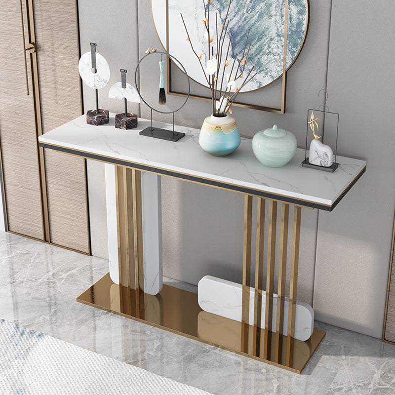 Glam Marble Rectangle Console Table 1-shelf 31.5" Tall Accent Table