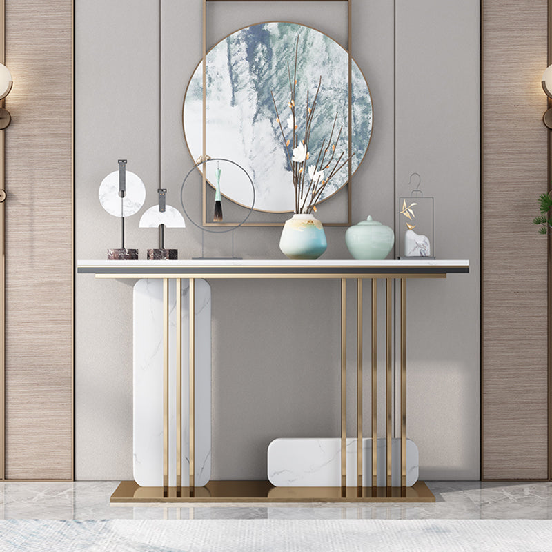 Glam Marble Rectangle Console Table 1-shelf 31.5" Tall Accent Table