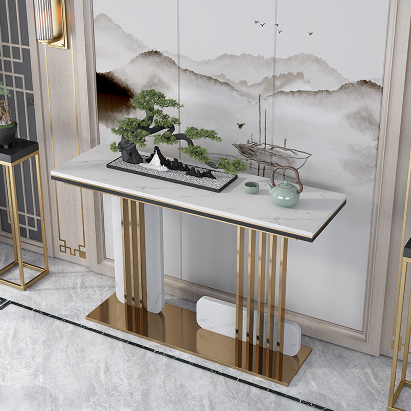 Glam Marble Rectangle Console Table 1-shelf 31.5" Tall Accent Table